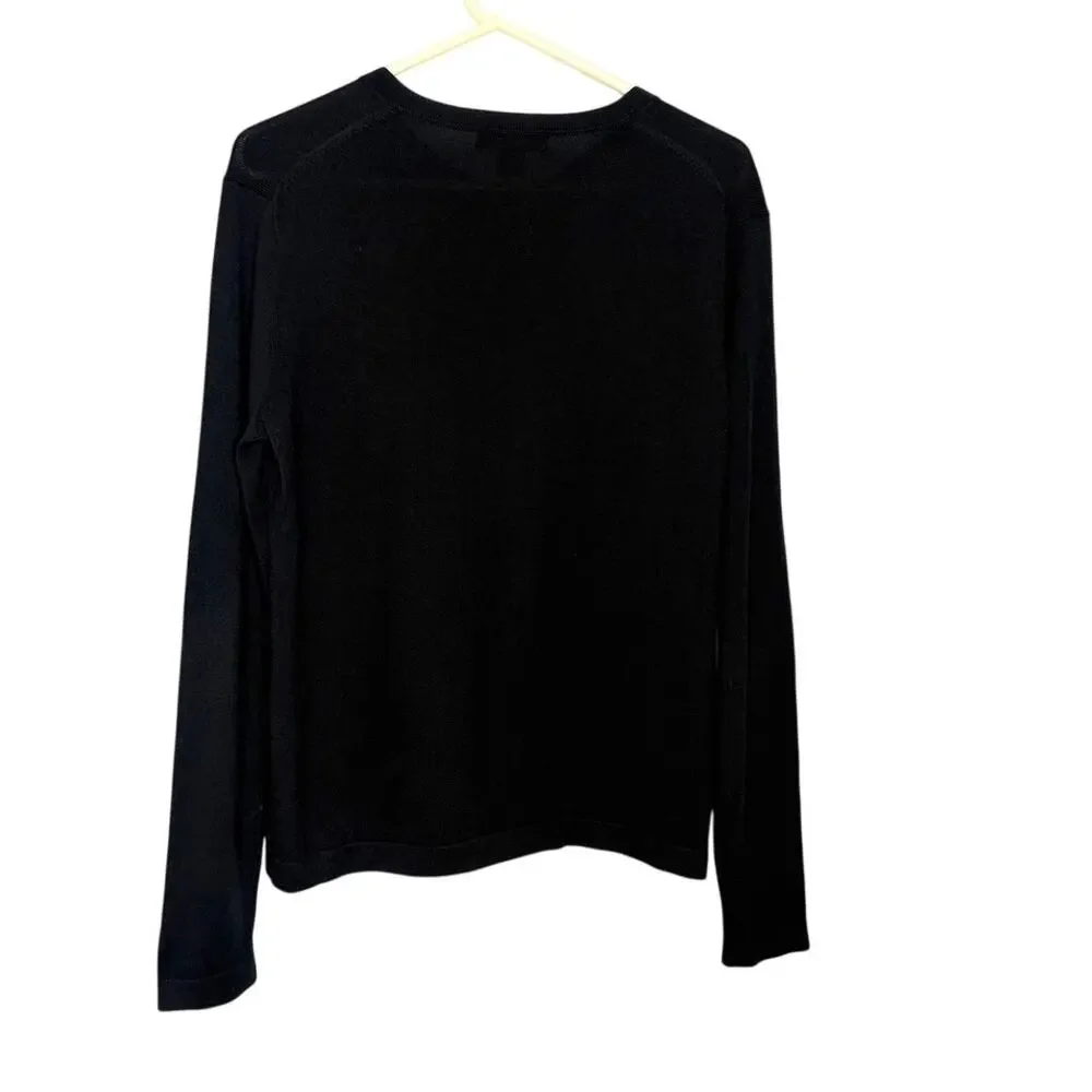 Banana Republic V Neck Silk Cashmere Sweater Men's Sz S Black Academia Old Money
